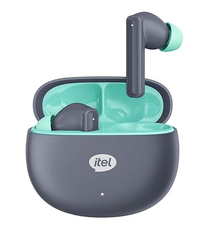 itel Rhythm with 360° Deep Bass, 10mm Dynamic Driver, AI ENC for Clear Calls, 30H Playtime, Fast Charging, BT V5.3, IPX5 Water Resistance (Grey)